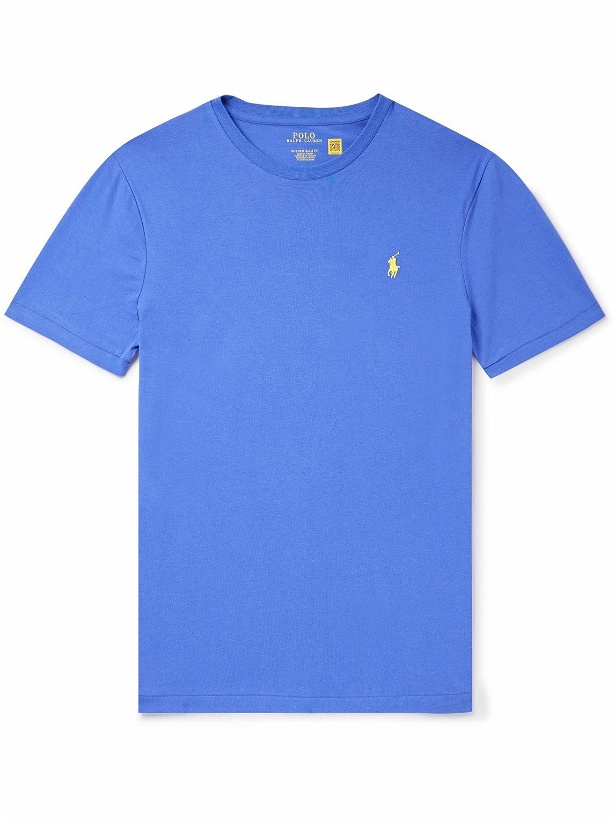 Photo: Polo Ralph Lauren - Slim-Fit Logo-Embroidered Cotton-Jersey T-Shirt - Blue