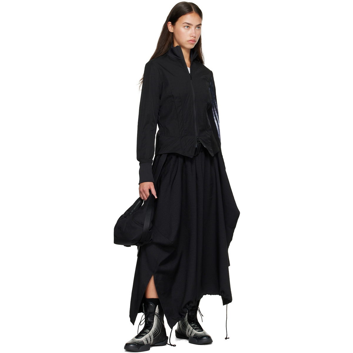 Y-3 Black Sport Uniform Adaptive Length Midi Skirt