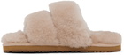 Mou Pink 2-Stripes Shearling Slippers