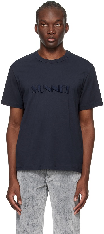 Photo: SUNNEI Navy Embroidered T-Shirt