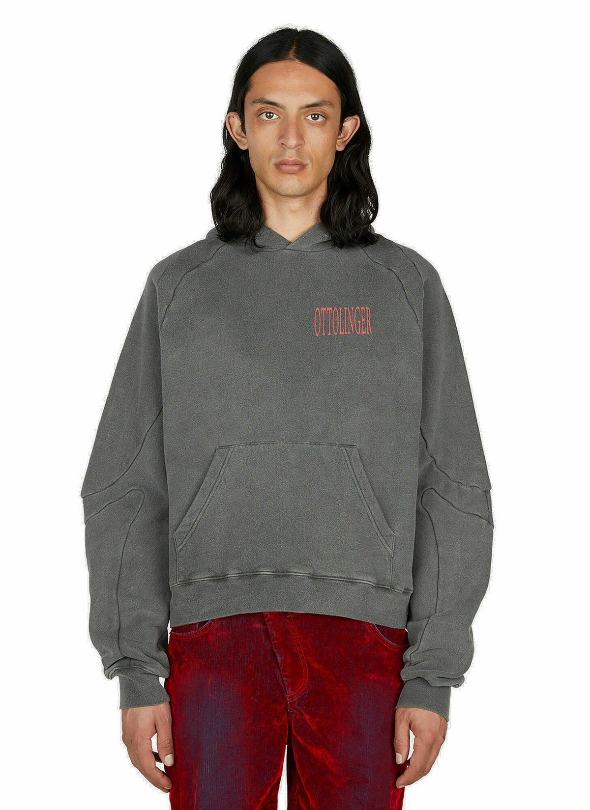 Ottolinger - x Brook Hsu Multiline Hooded Sweatshirt in Dark Grey