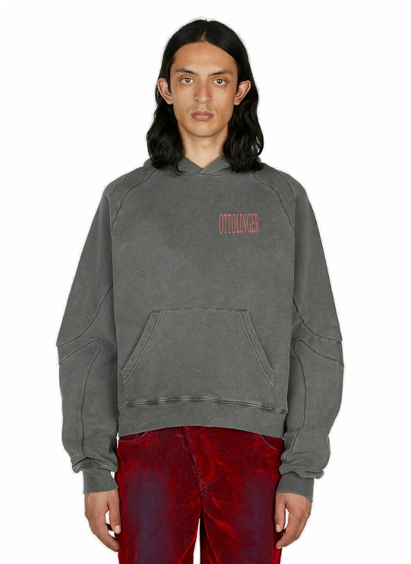 Photo: Ottolinger - x Brook Hsu Multiline Hooded Sweatshirt in Dark Grey
