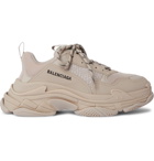 Balenciaga - Triple S Mesh and Faux Leather Sneakers - Neutrals