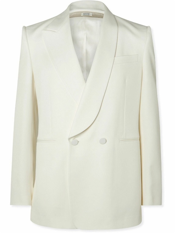 Photo: Alexander McQueen - Double-Breasted Wool-Twill Suit Jacket - White
