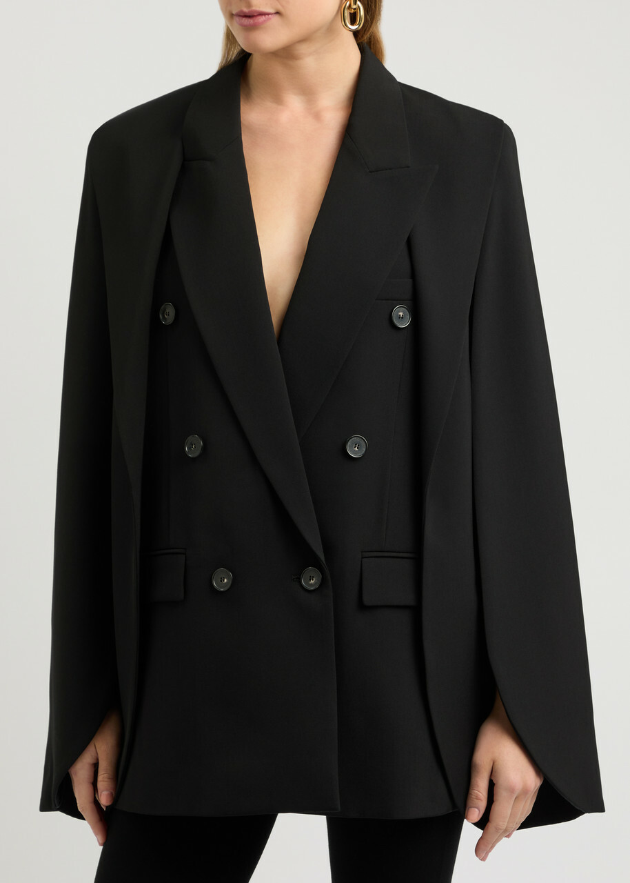 Stella Mccartney Cape-effect Stretch-wool Blazer Black