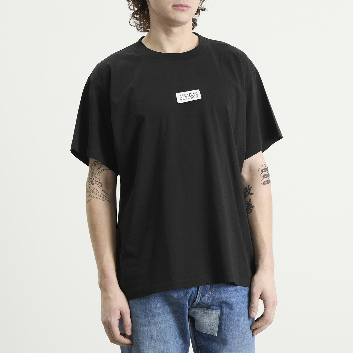MM6 Maison Margiela Men's Logo T-Shirt in Black MM6 Maison Margiela