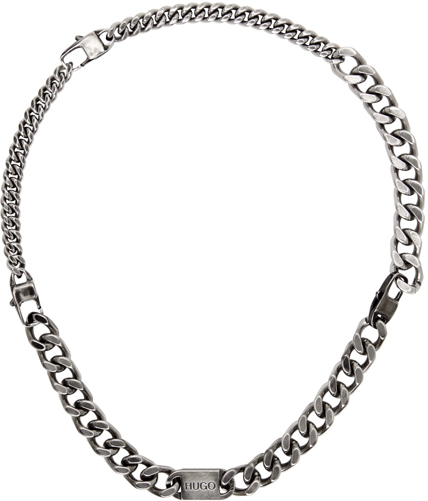 BOSS Men's Mattini Collection Mixed Link Chain Necklace, Silver