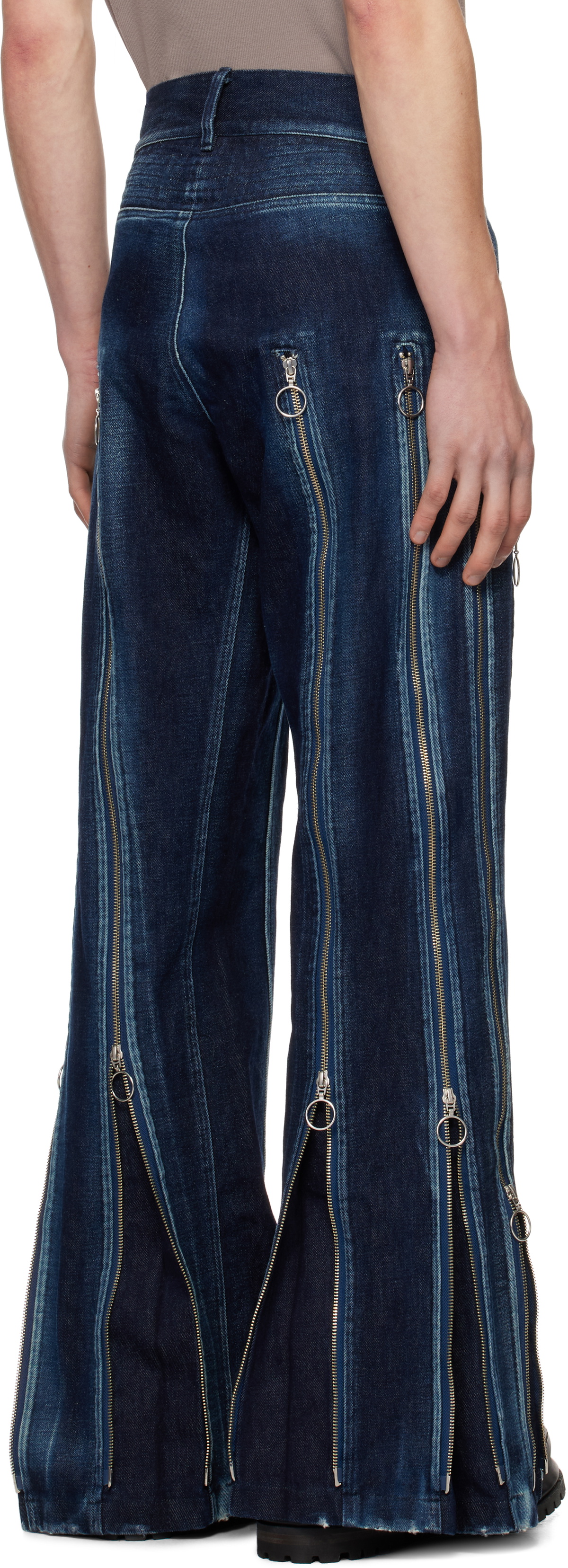 Charlie Constantinou Blue Adjustable Fit Zip Jeans