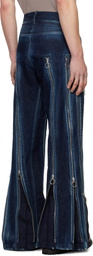 Charlie Constantinou Blue Adjustable Fit Zip Jeans