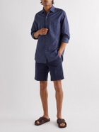 MP Massimo Piombo - Straight-Leg Cotton-Blend Gabardine Bermuda Shorts - Blue