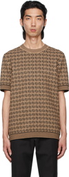 Fendi Brown & Black Knit Logo T-Shirt