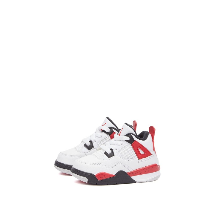 Photo: Air Jordan 4 Retro TD Sneakers in White/Fire Red