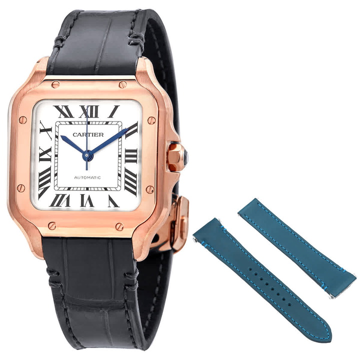 Photo: Cartier Santos Medium Model Silvered Opaline Dial Automatic Ladies Watch WGSA0028