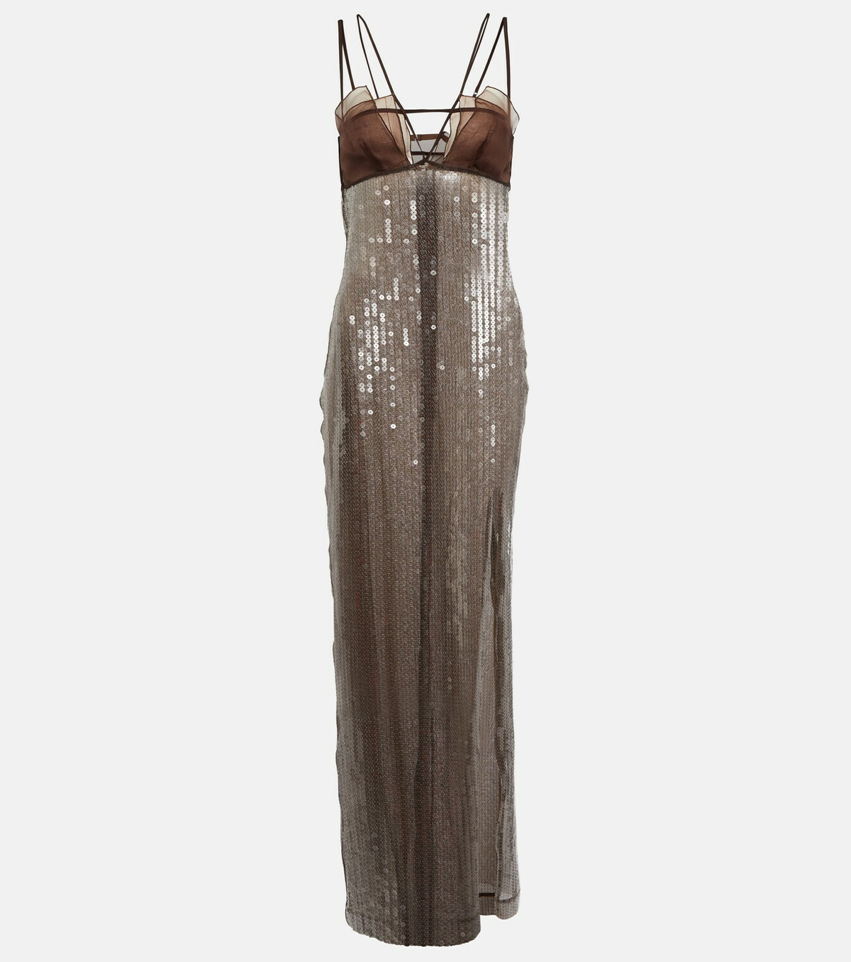 Nensi Dojaka Sequined tulle-trimmed gown Nensi Dojaka