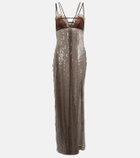 Nensi Dojaka Sequined tulle-trimmed gown