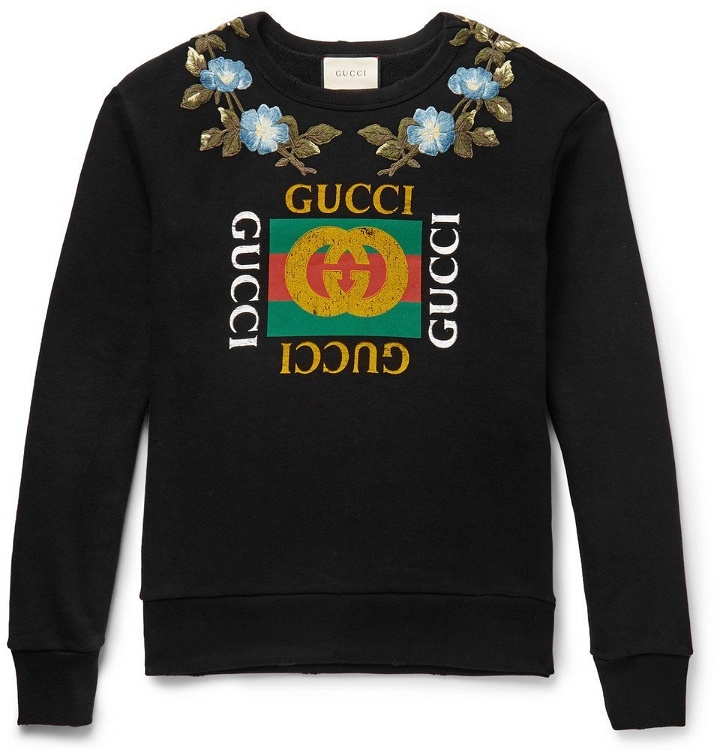 Photo: Gucci - Embellished Printed Loopback Cotton-Jersey Sweatshirt - Men - Black