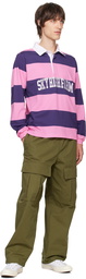 Sky High Farm Workwear Pink & Purple 'SHF' Rugby Polo