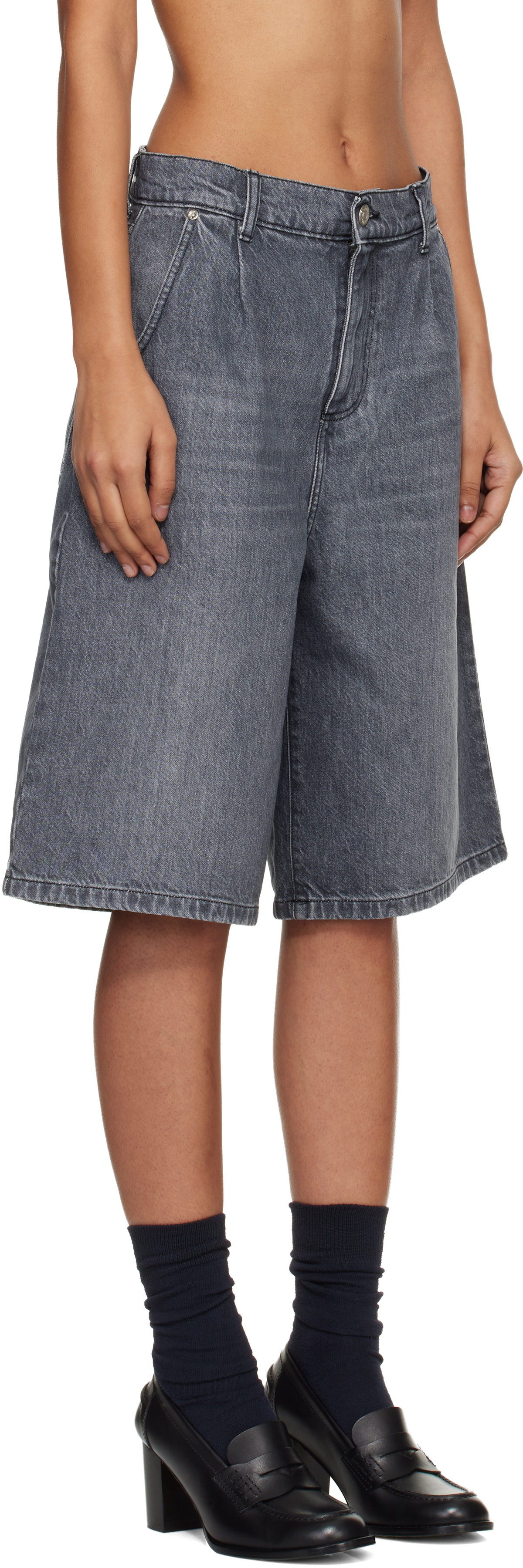 mfpen Gray Rivet Denim Shorts
