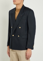 Lardini Double-breasted Cashmere and Wool-blend Blazer Navy
