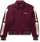 AMIRI - Logo-Embroidered Appliquéd Fleece Bomber Jacket - Burgundy