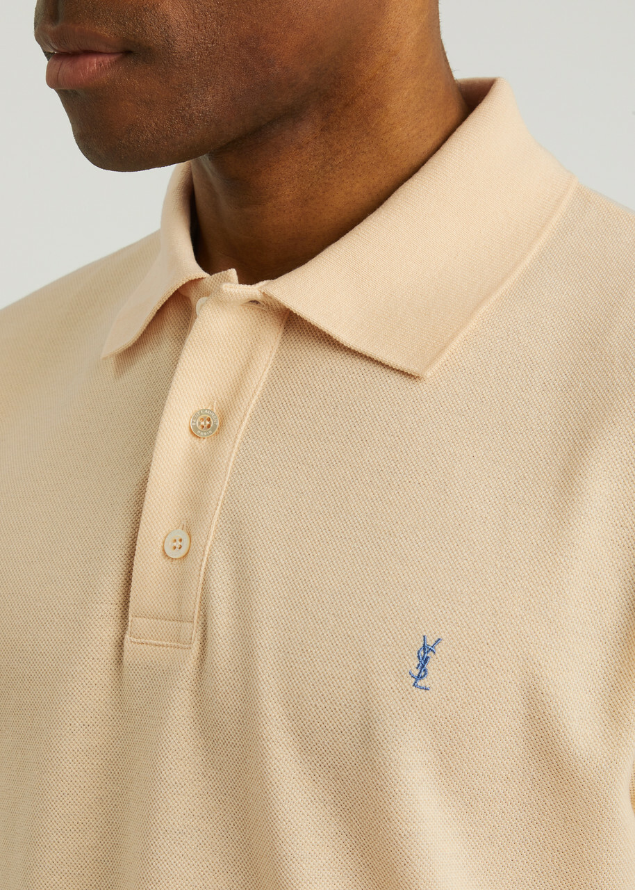 Saint Laurent Logo-embroidered Piqué Cotton-blend Polo Shirt Yellow
