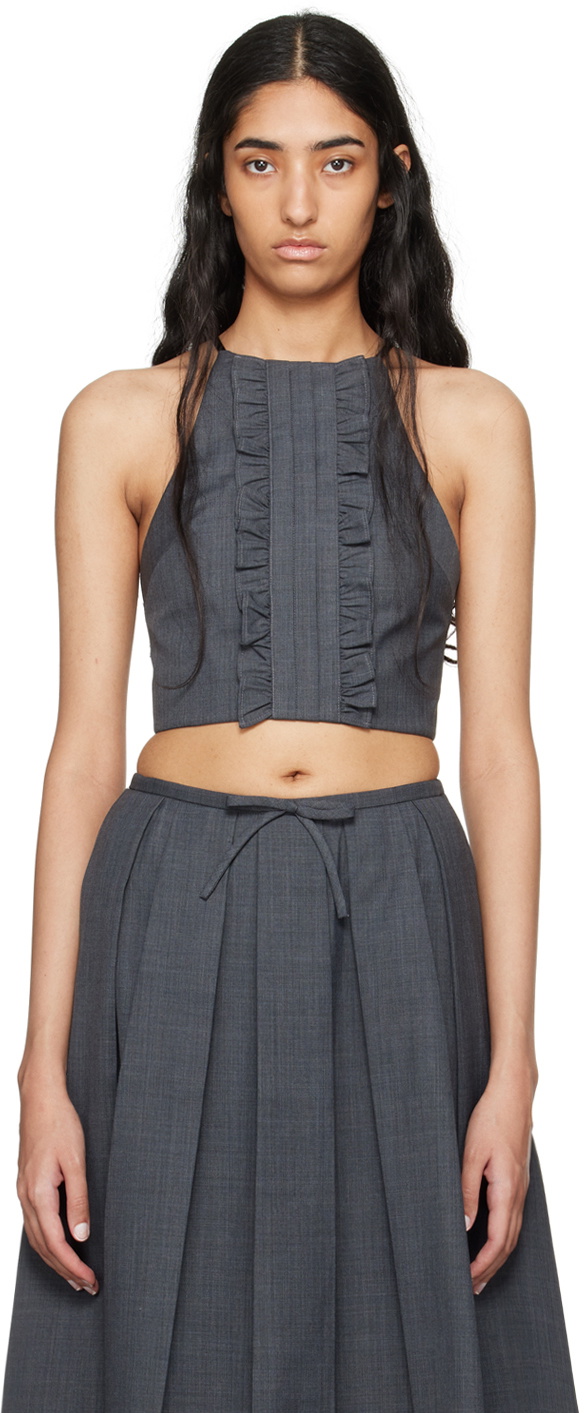 SHUSHU/TONG Gray Ruffled Pleat Top Shushu/Tong