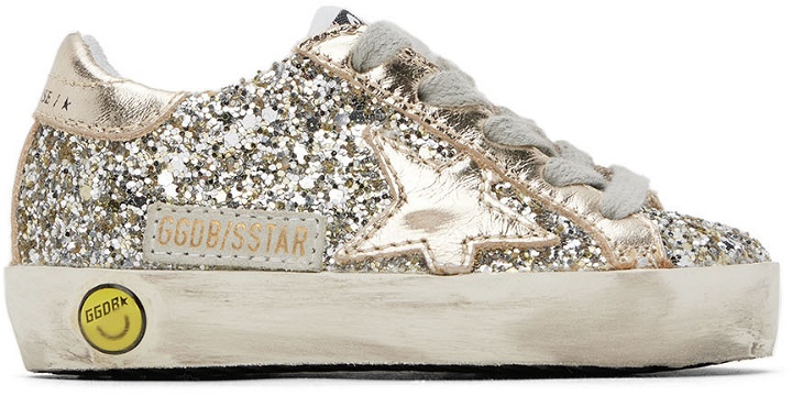 Photo: Golden Goose Baby Silver Superstar Glitter Sneakers