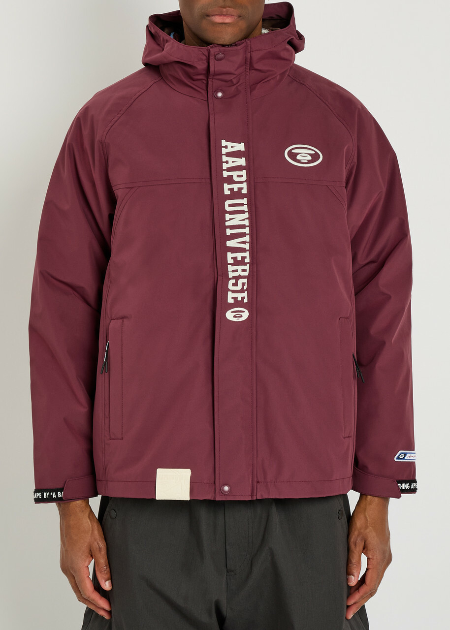 Aape Logo-appliquéd Hooded Shell Jacket Burgundy