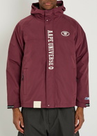 Aape Logo-appliquéd Hooded Shell Jacket Burgundy