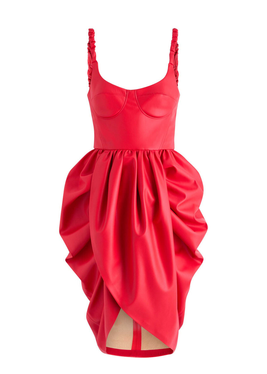 fitted lace wedding dress Red Sleeveless Faux Leather Cut Out Midi Dress – Rebel by Lily B main image 0
