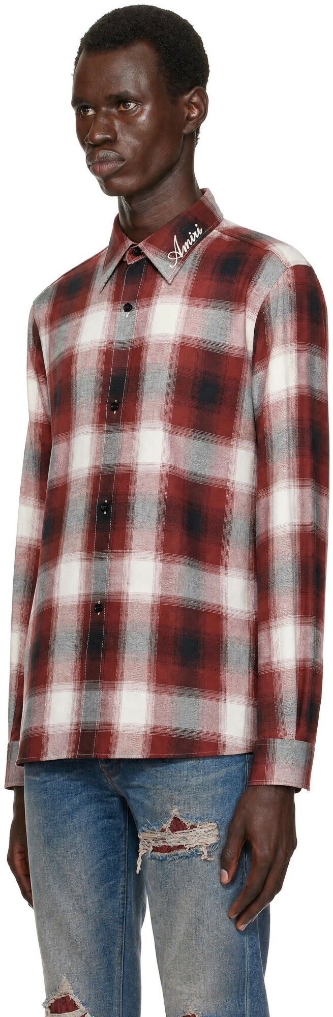 AMIRI Red & Black Oversized Flannel Shirt