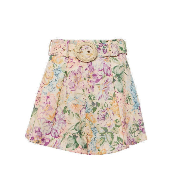 Photo: Zimmermann Halliday floral high-rise linen shorts