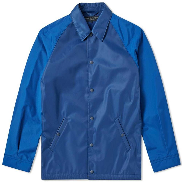 Photo: Comme des Garcons Homme Back Logo Coach Jacket Blue