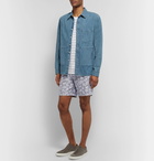 Club Monaco - Baxter Slim-Fit Printed Linen and Cotton-Blend Twill Shorts - Blue