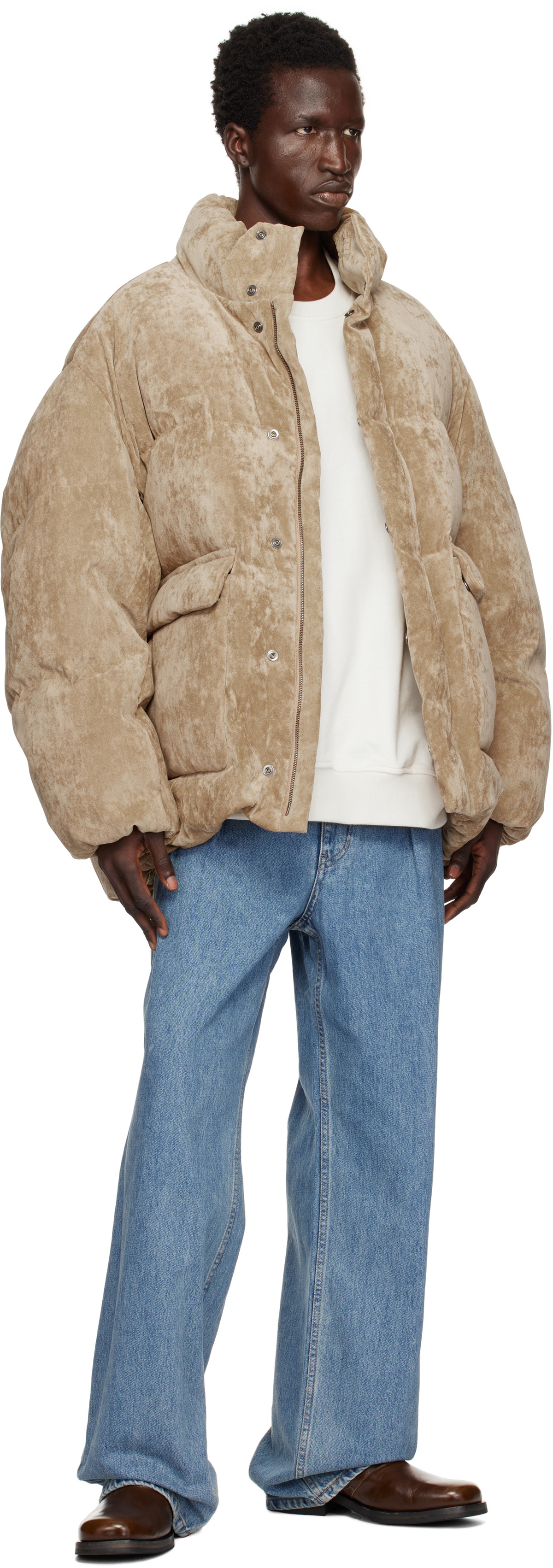 WOOYOUNGMI Beige Velvet Down Jacket
