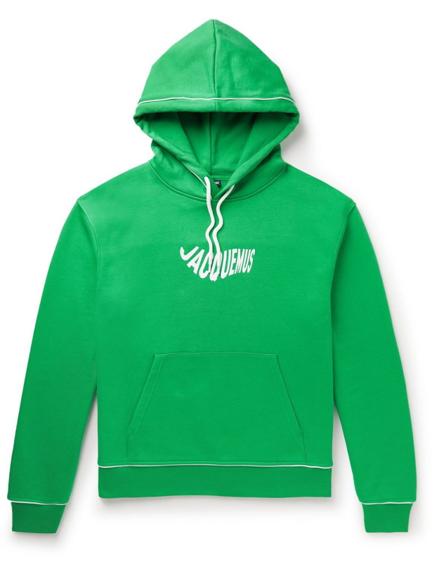 Photo: Jacquemus - Logo-Print Organic Cotton-Jersey Hoodie - Green