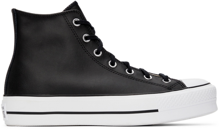 Photo: Converse Black Leather Chuck Taylor All Star Lift High Sneakers