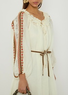 Zimmermann Aster Embroidered Belted Ramie Maxi Dress Cream