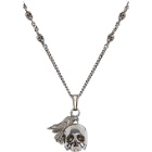 Alexander McQueen Silver Raven and Skull Necklace