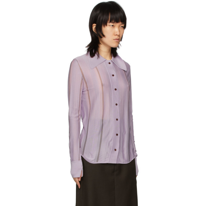 Eftychia Purple Silk Striped Shirt