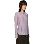 Eftychia Purple Silk Striped Shirt