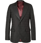 Gucci - Faille-Trimmed Logo-Jacquard Wool and Silk-Blend Tuxedo Jacket - Black