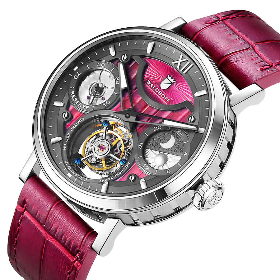 Waldhoff Ultramatic II Tourbillon Hand Wind Red Dial Mens Watch MW  