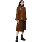 Sacai Brown Wool Pleated Skirt