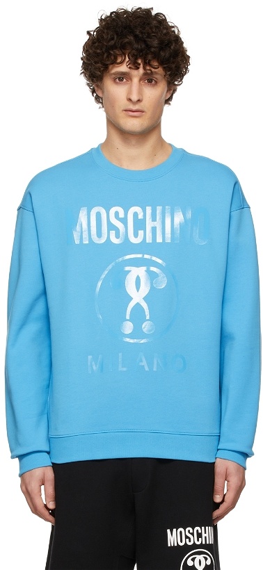 Photo: Moschino Blue Logo Print Sweatshirt