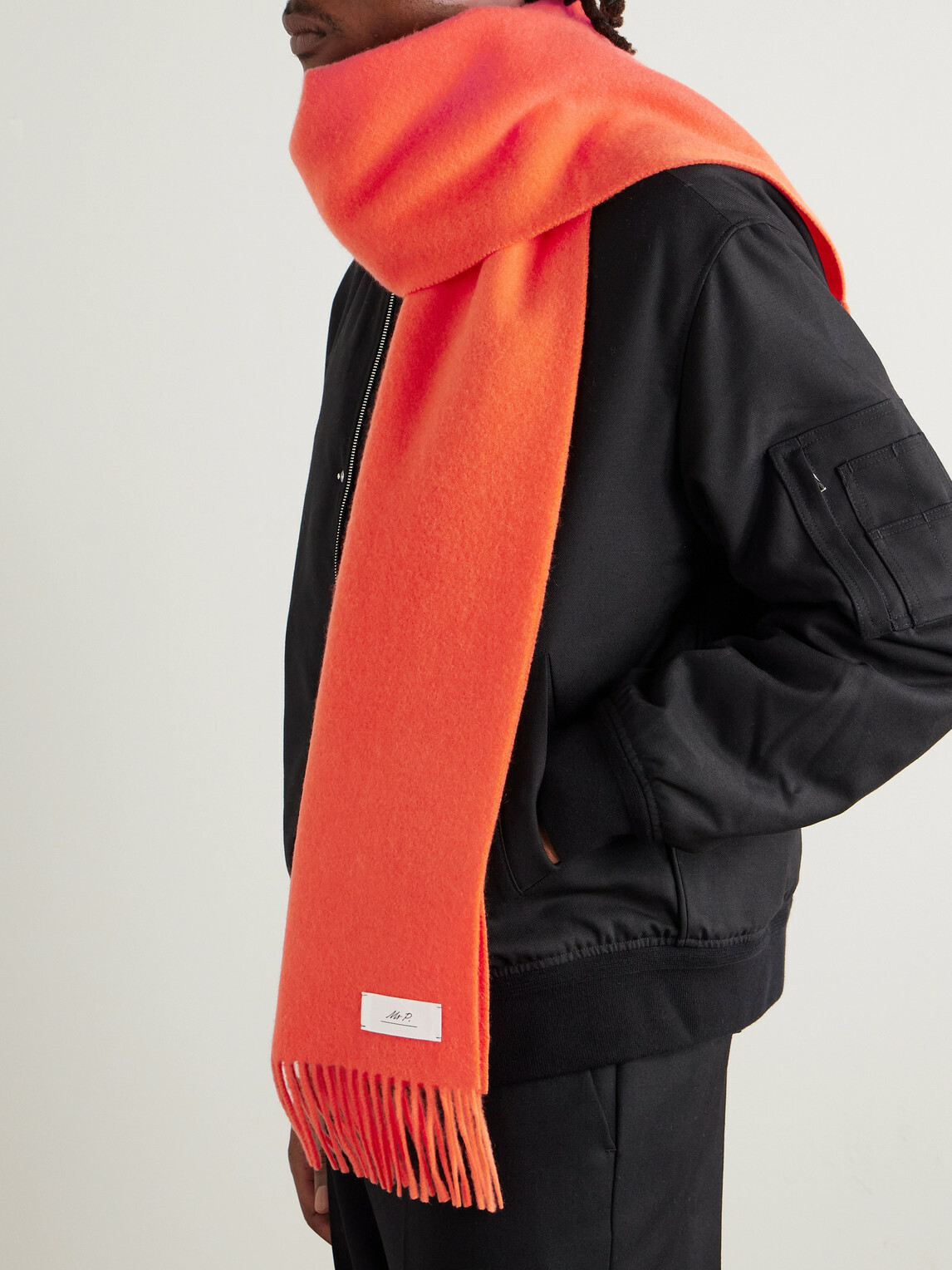 Mr P. - Logo-Appliquéd Fringed Cashmere Scarf
