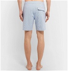 Onia - Calder Long-Length Striped Seersucker Swim Shorts - Men - Light blue
