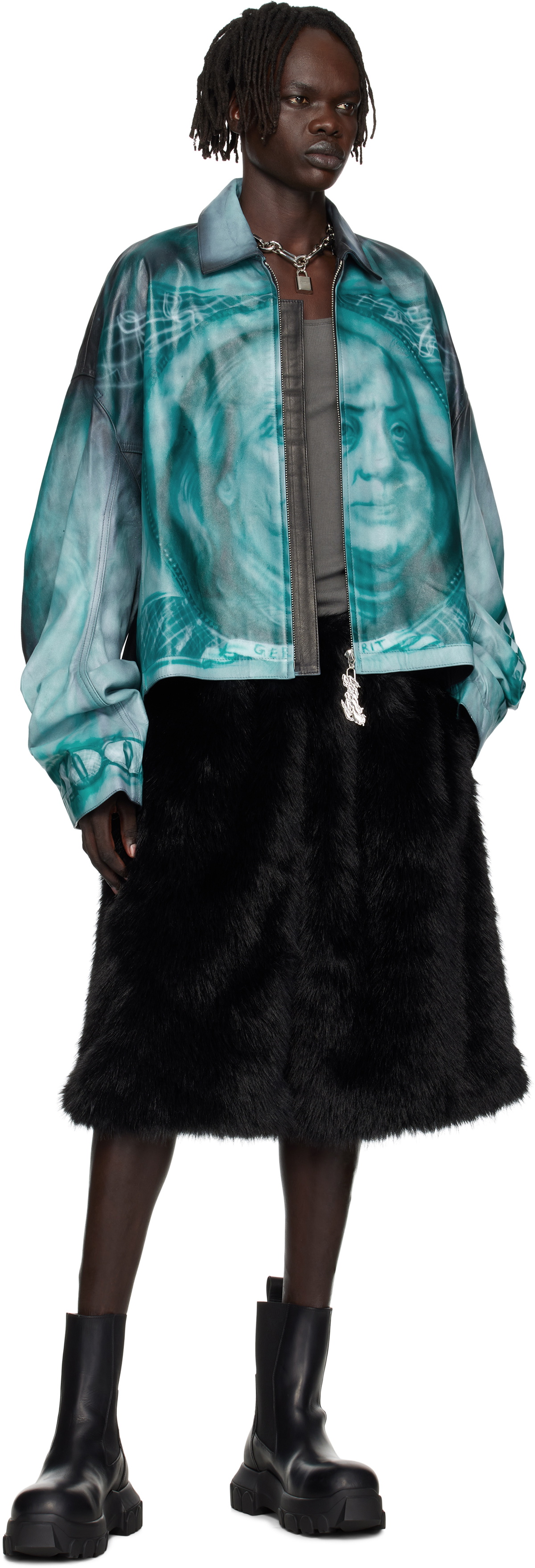 Gerrit Jacob SSENSE Exclusive Black & Green 100$ Leather Jacket