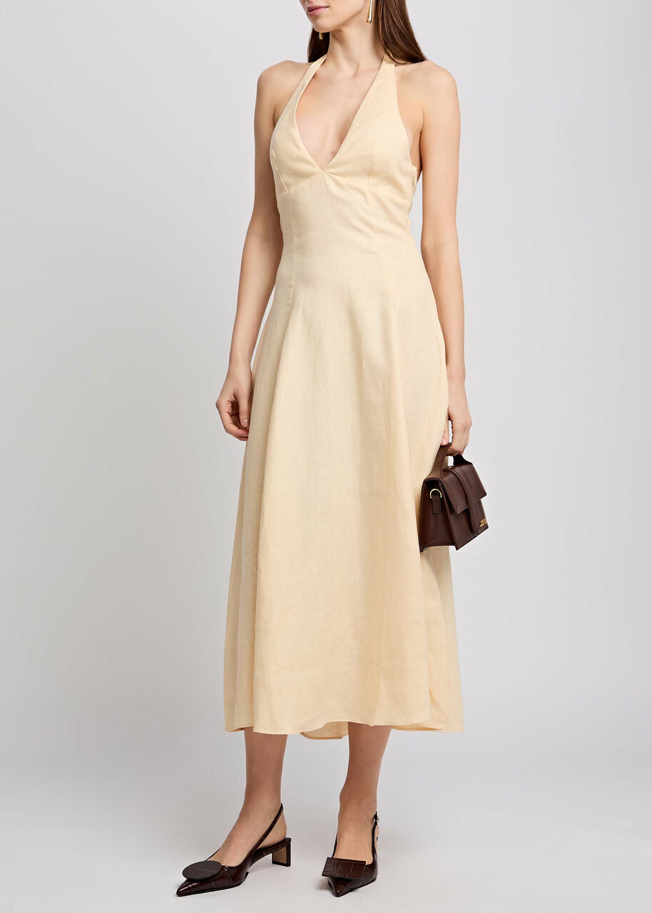 Faithfull The Brand Marais Linen Midi Dress Yellow Faithfull The Brand Faithfull The Brand Marais Linen Midi Dress Yellow Faithfull The Brand