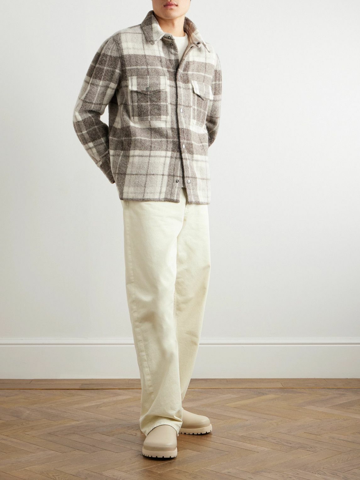 Alanui - Checked Brushed Wool and Alpaca Overshirt - Brown